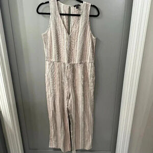 DREW Anthropologie Striped Sleeveless Linen Jumpsuit, Multi Color Size XS